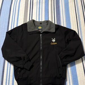 Cabela's Black Bomber Jacket with Gray Collar